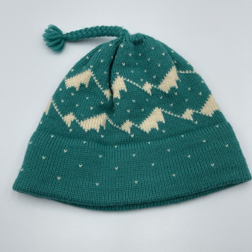 VERMONT ORIGINALS Vintage Knit Ski Hat Wool Hand Crafted VT Aqua Blue Winter